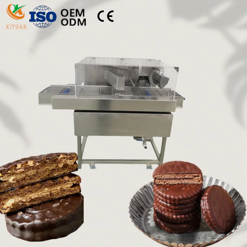 Automatic  XIYUAN Plug Powered 220V/380V Chocolate Coating Machine For Bread And Donut Enrobing Process