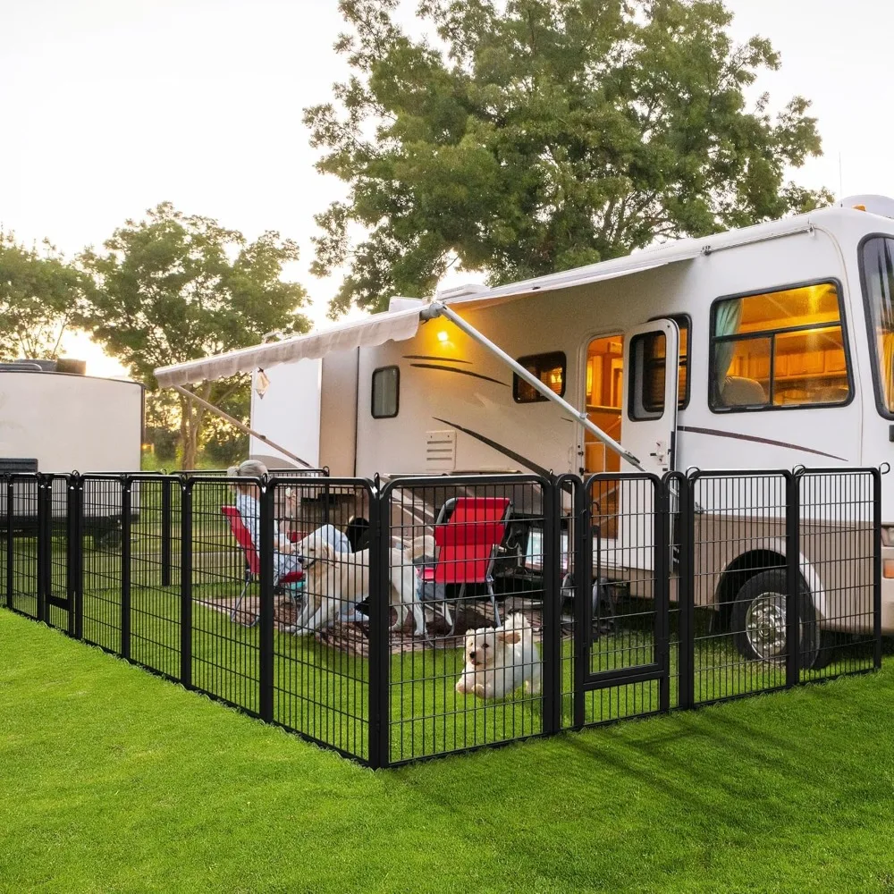 Heavy Duty Metal 8 Panel Pet Exercise Playpen Indoor Outdoor Puppy Fence for RV Camping Yard Garden
