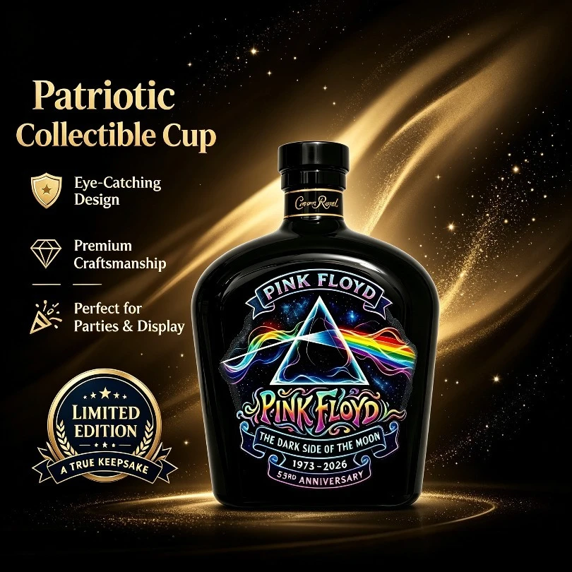 Cosmic Rainbow Triangle Printed Glass Wine Decanter Limited Anniversary Decorative Liquor Bottle Gift for Rock Music Collector