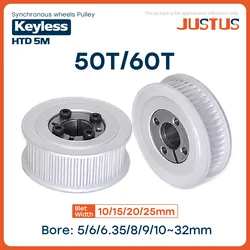 HTD 5M 50T/60Teeth Timing Pulley Keyless Bushing Bore 5/6/8/9/10/11/12/14/15 - 32mm for Belt Width 10/15/20/25mm