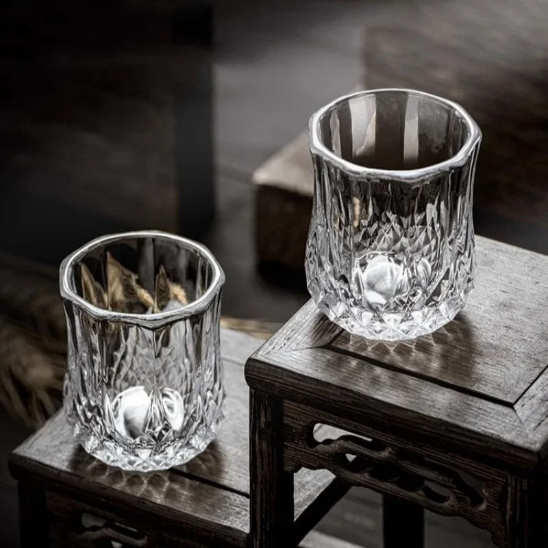 50ml Whiskey Glass Cup Scotch Whisky Bourbon Cocktails Vintage Diamond Pattern Cup Bar Party RUM Small Capacity Whiskey Glasses