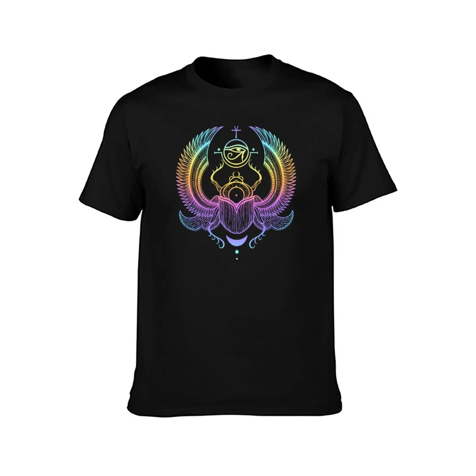 Egyptian Scarab Beetle Art T-Shirt, Summer Casual Cotton Tee, Oversized Streetwear Tops, Vintage Graphic Print, Unisex Men Women