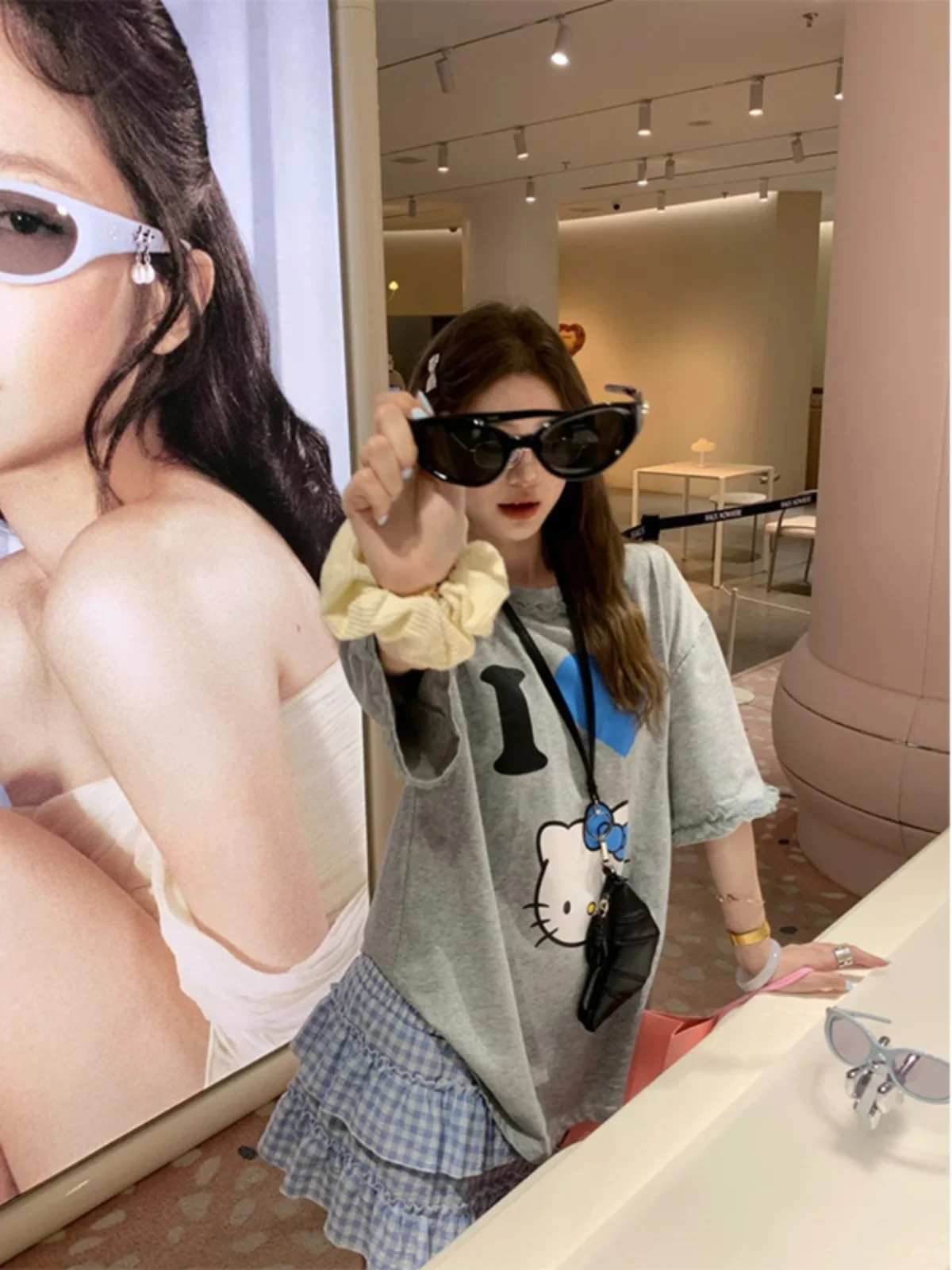 

Romantic Blue Plaid Skirt Women's High Waist Puffy Skirt Slimming Spring Autumn New Sle Large Size Spicy Girl Cake Skirt