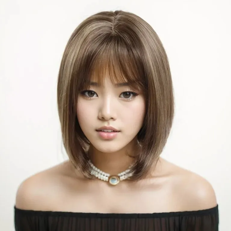 

Bob Wigs for Women Synthetic Hair Heat Resistant Fiber Short Straight Hair Wig with Bangs Natural Hairstyles Mix Brown Wigs Soft