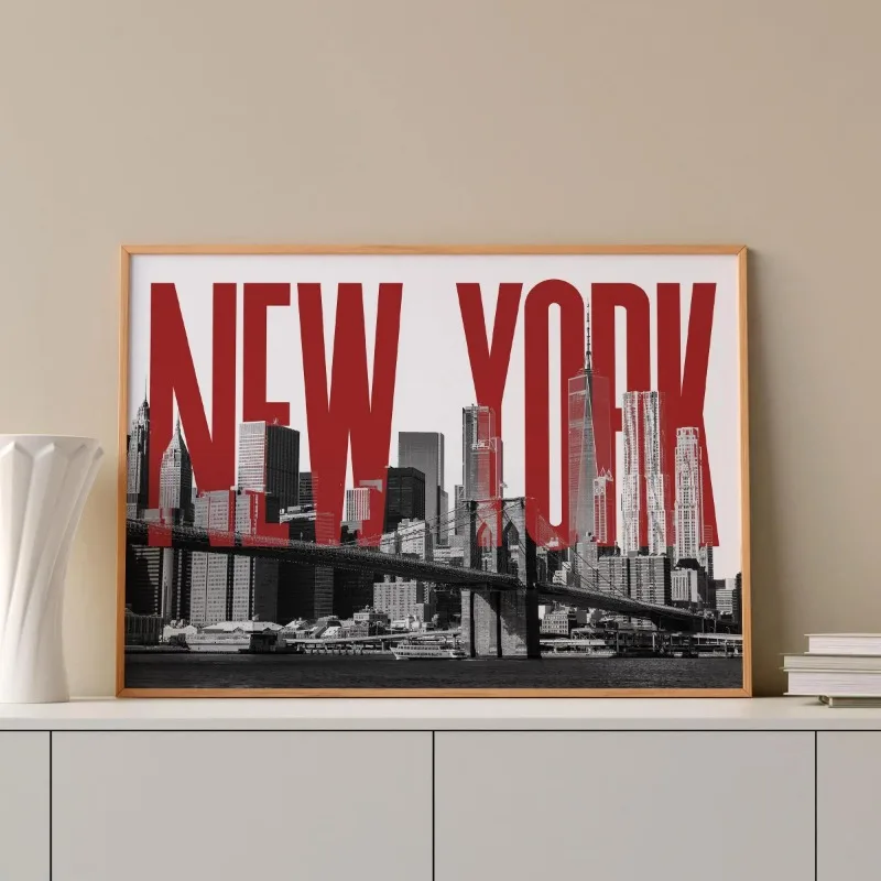 Vintage City Travel Landscape New York Chicago Boston Los Angeles Skyline Poster Trendy Aesthetic Canvas Picture Wall Home Decor