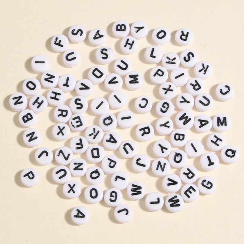 50pcs 7mm Random Mixed Acrylic Alphabet Letter Beads Charms Loose Spacer Beads For DIY Bracelet Necklace Jewelry Accessories