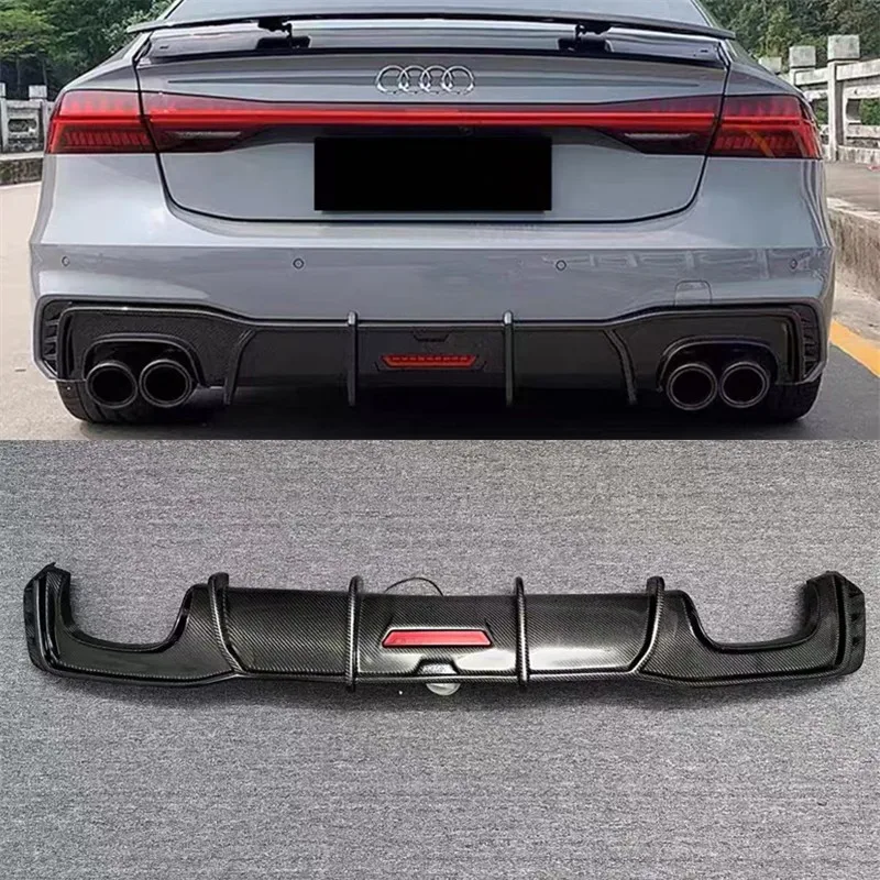 

Для Audi A7 S7 2019-2025: Комплект обвеса из настоящего карбона – задний бампер, диффузор, сплиттеры выхлопных портов, спойлер, аксессуары
