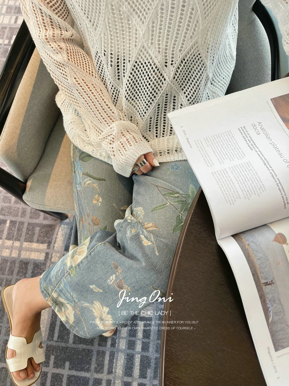 Floral Jeans Long Pants Y2k Woman Clothing 2024 Summer Korean Fashion Style New Elegant Vintage Trousers Wide High Waist Cargo