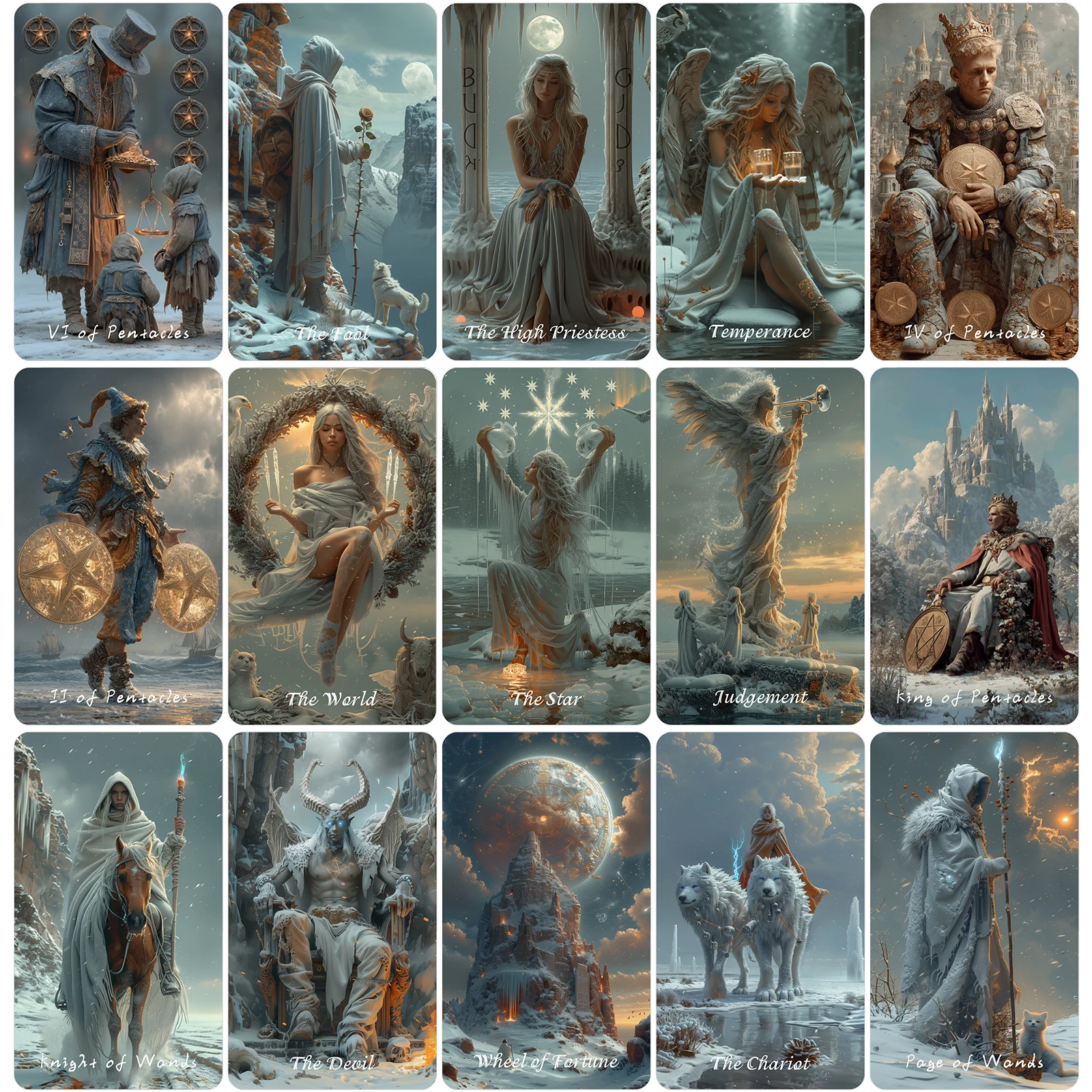 Tarot Cards for Beginners with Guidebook, Winter Still Tarot Deck, 80 Oracle & Tarot Cards, 400 GSM Card Stock with Gilded Edges