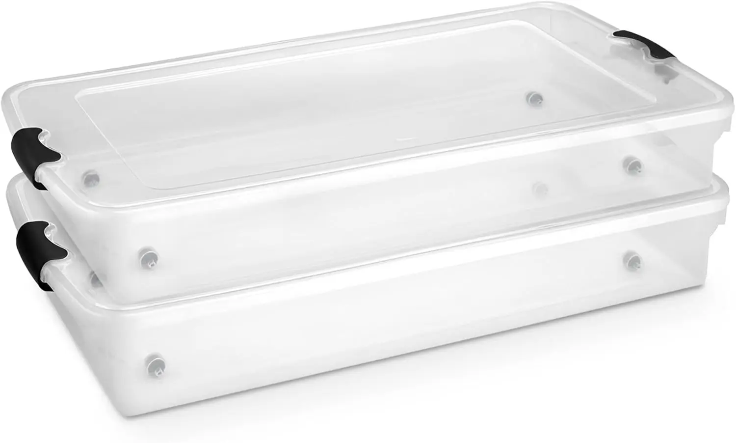 

2 упаковки прозрачных пластиковых контейнеров для хранения под кроватью с крышками, 60-литровые серые штабелируемые контейнеры-органайзеры с защелкой