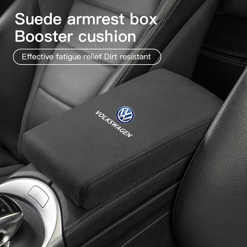 Car Armrest Box Cushion Center Console Arm Rest Suede Mat For VW Golf Passat b6 Amarok T5 Phaeton Teramont Tiguan Car Supplies