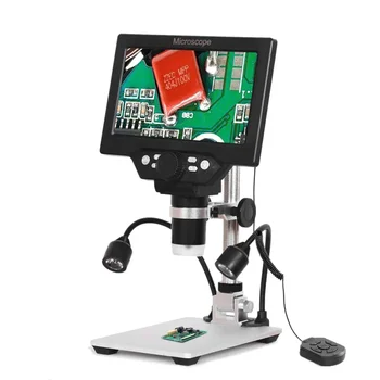 G1200 7 inch Digital Microscope 1200x Continuous Zoom HD 12MP Industry Microscope Adjustable Stand Built-in Battery Magnifier