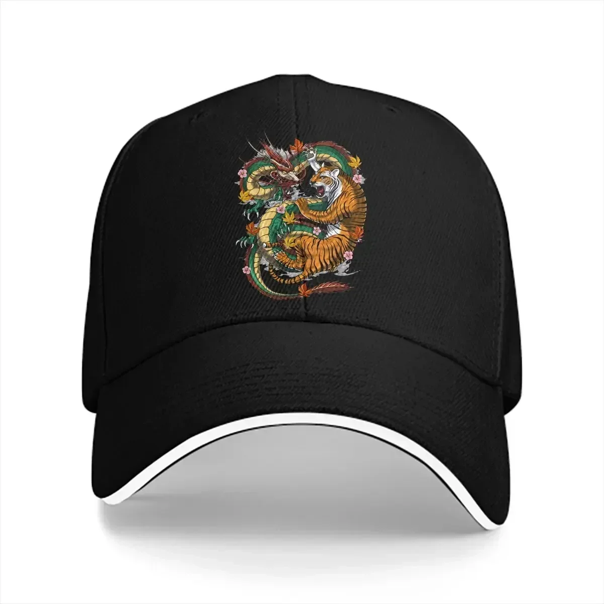 New Pure Color Dad Hats Japanese Dragon Tiger Battle Men's Hat Sun Visor Baseball Caps YinYang Peaked Cap