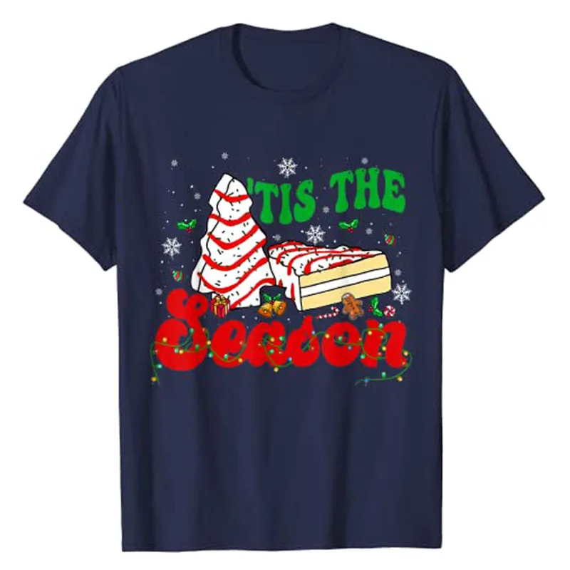Little Tis' The Season Christmas Tree Cakes Family Matching T-Shirt Cake Lover Xmas Costume Gifts Aesthetic Clothes Graphic Tee