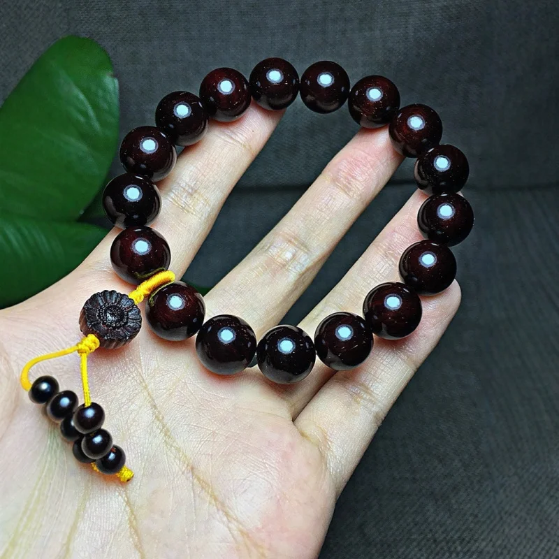 Authentic Indian small-leaf rosewood 1.2mm Buddhist bead bracelet, made from old material with a rich patina and high oil densit