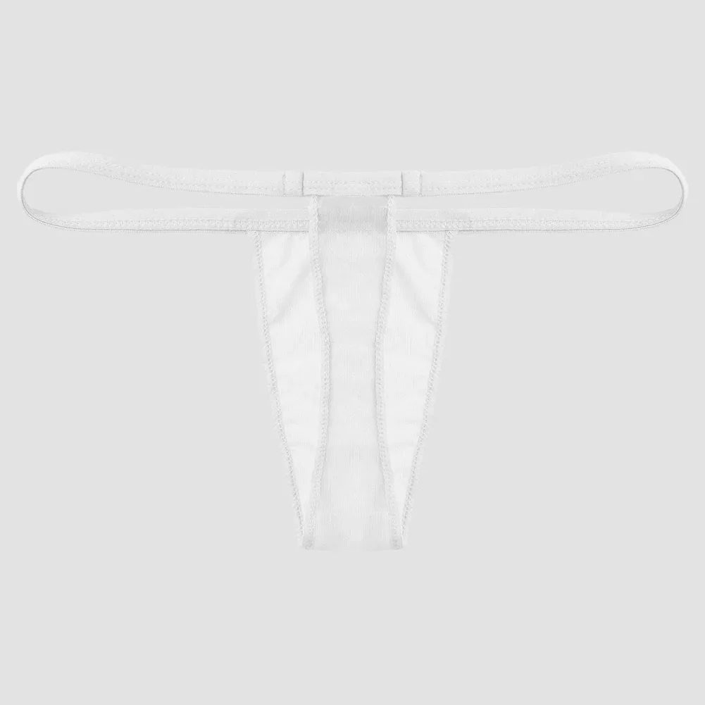 Sexy Men Ultra Thin Mesh See Through Thong Panties Solid Color Breathable Perspective T Back Underpants Low Waist Elastic Briefs