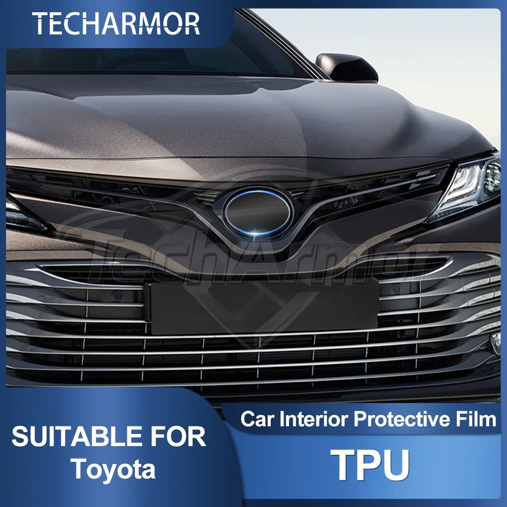 For Toyota 2018-2025 Car Front Emblem Pre Cut Dark Smoked TPU Protection Film Anti-scratch Exterior Accessories Car Modification