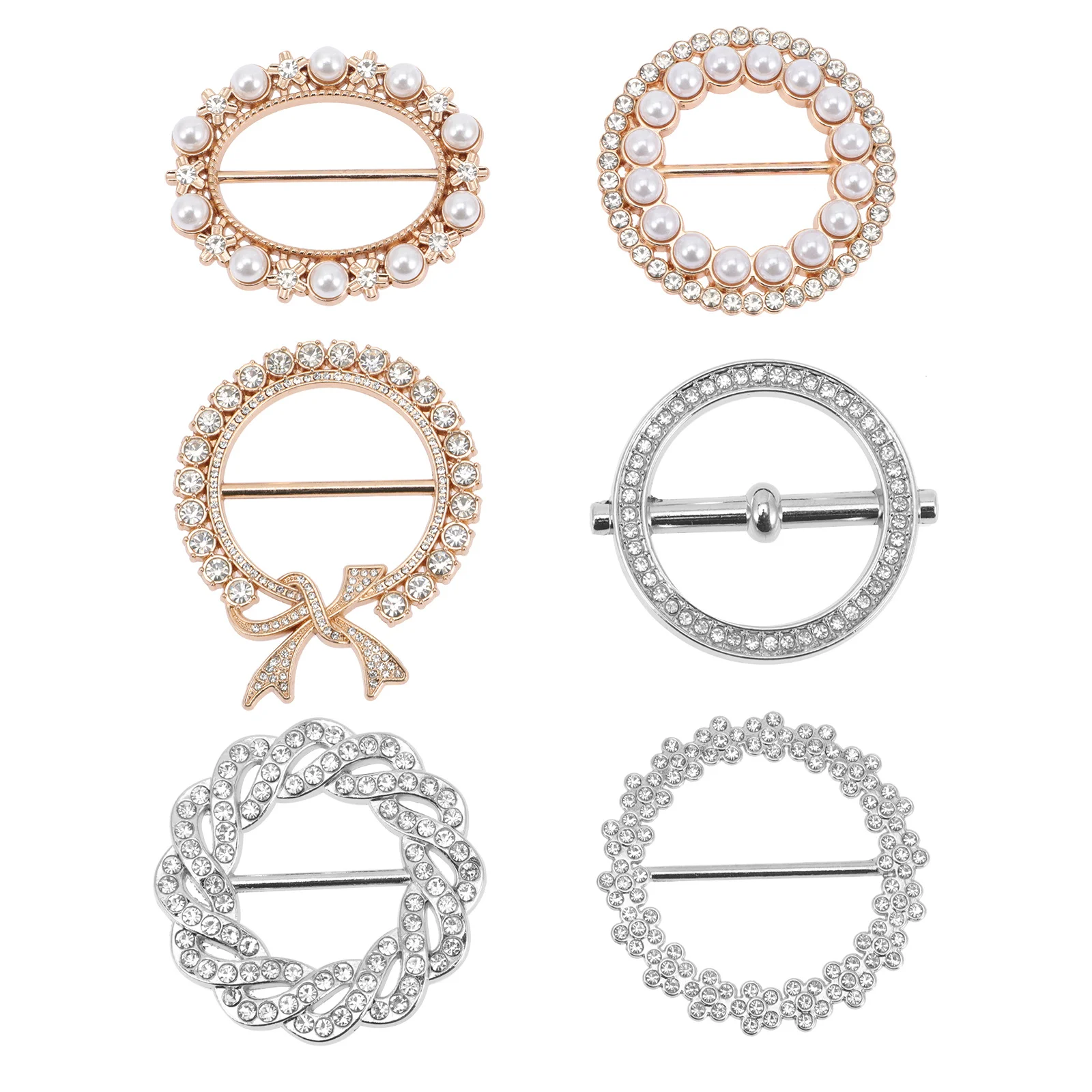 6 قطعة مقاطع وشاح القميص أنيقة معدنية حجر الراين دائرة مشبك لتي شيرت التعادل مشد للخصر الورك أنحل الملابس التبعي