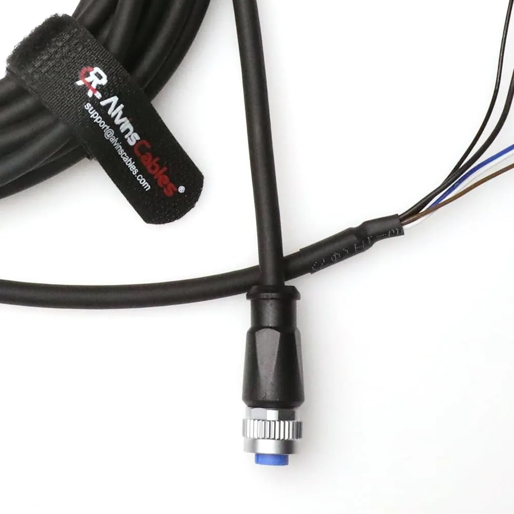 

Alvin's Cables M12 A-Coded 4 Pin Female to Open End Power I/O Cable, Drag-Chain Sensor Actuator Cable for Industrial