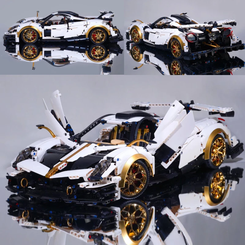 High-Tech MOC 1:8 10252 10252B 3428Pcs Super Racing Sport Car Pagani Model Building Bricks Blocks Toys Christmas Gifts For Kids