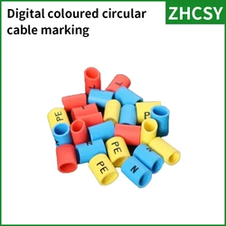 Freeshipping 1000PCS/Lot Practical L N PE Cable Markers Colourful  Number Tag Label For Wire 0.5/0.75/1/1.5/2.5/4/6/8/10mm²
