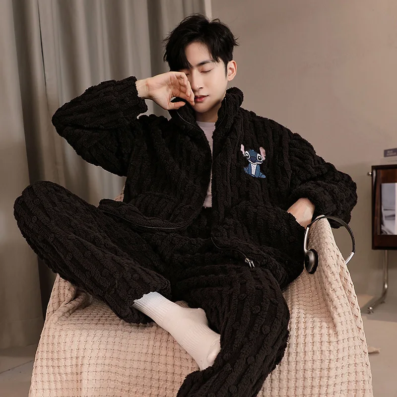 Sleepwear Men's Clothing Suits Winter Thick Home Simple Comfortable Leisure Slim Temperament Loose Fit Premium Breathable Warm