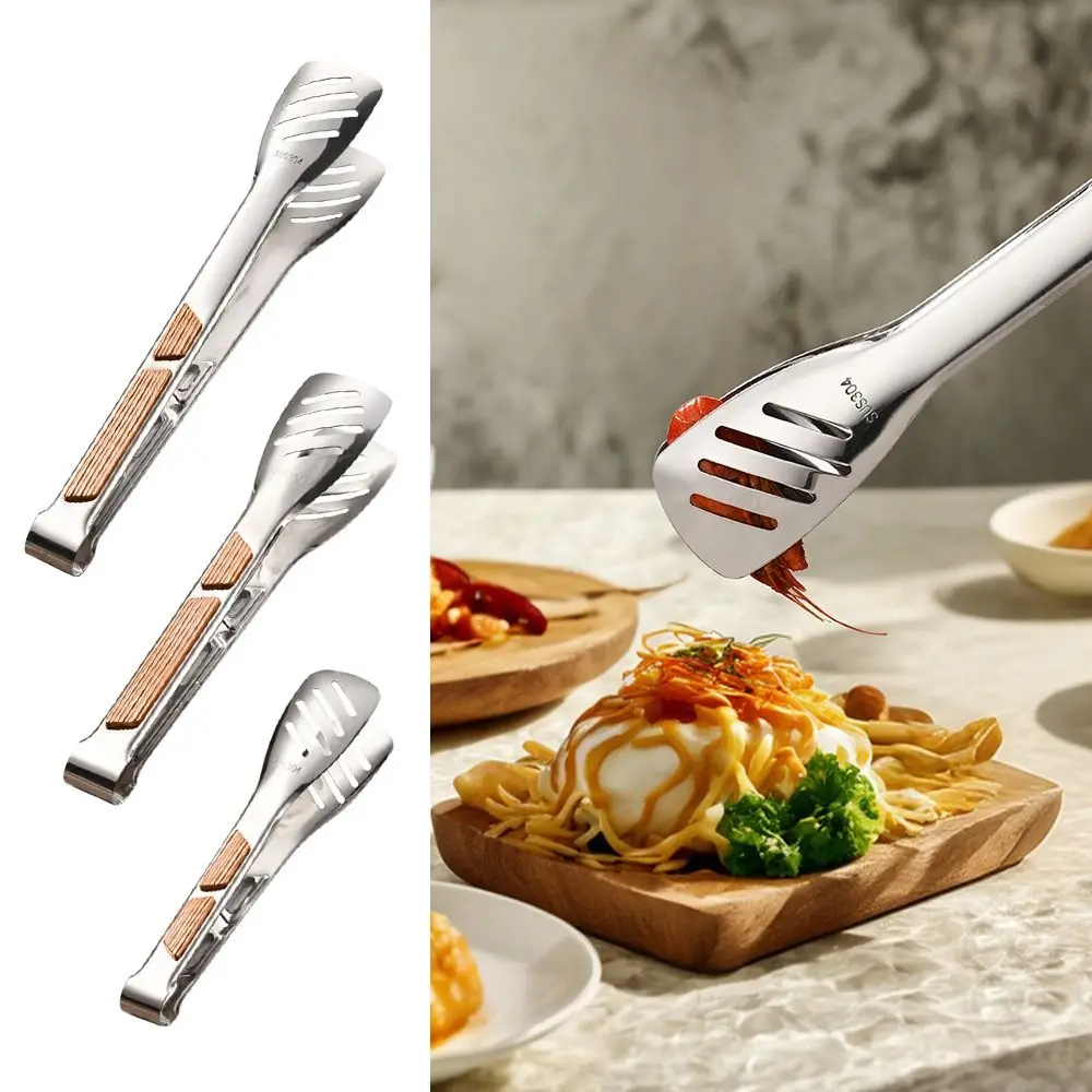 

Kitchen Gadgets 304 Stainless Steel BBQ Tongs 8-12inch Non-Slip Food Tongs Long Handle Cooking Tools