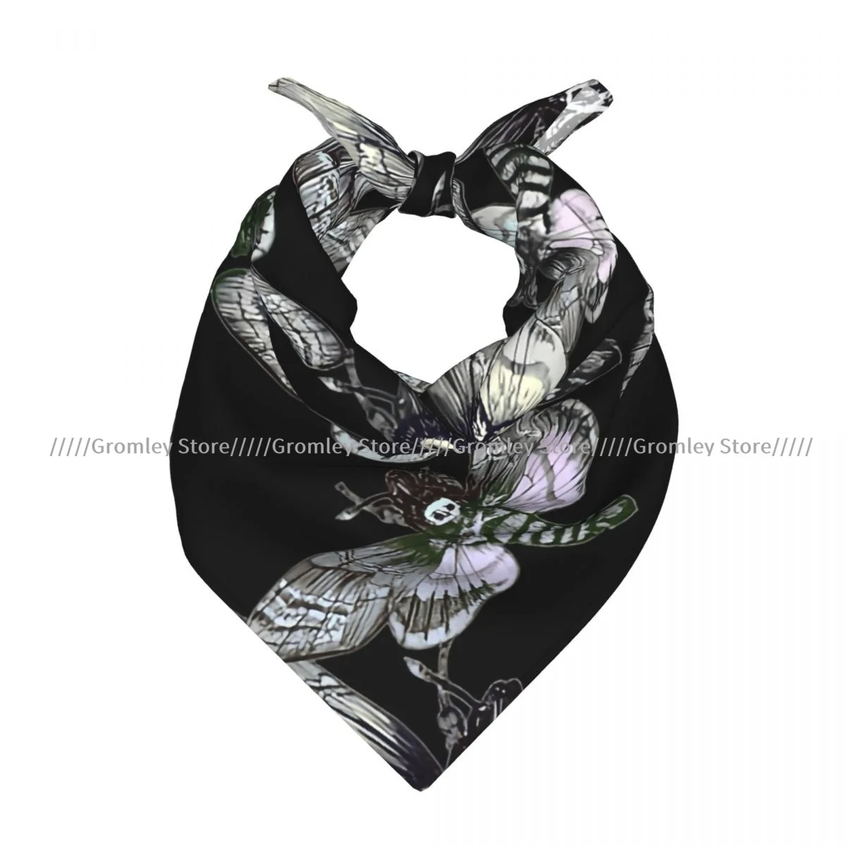 Dead Head Moth Square Scarf Soft Breathable Daily Kerchief