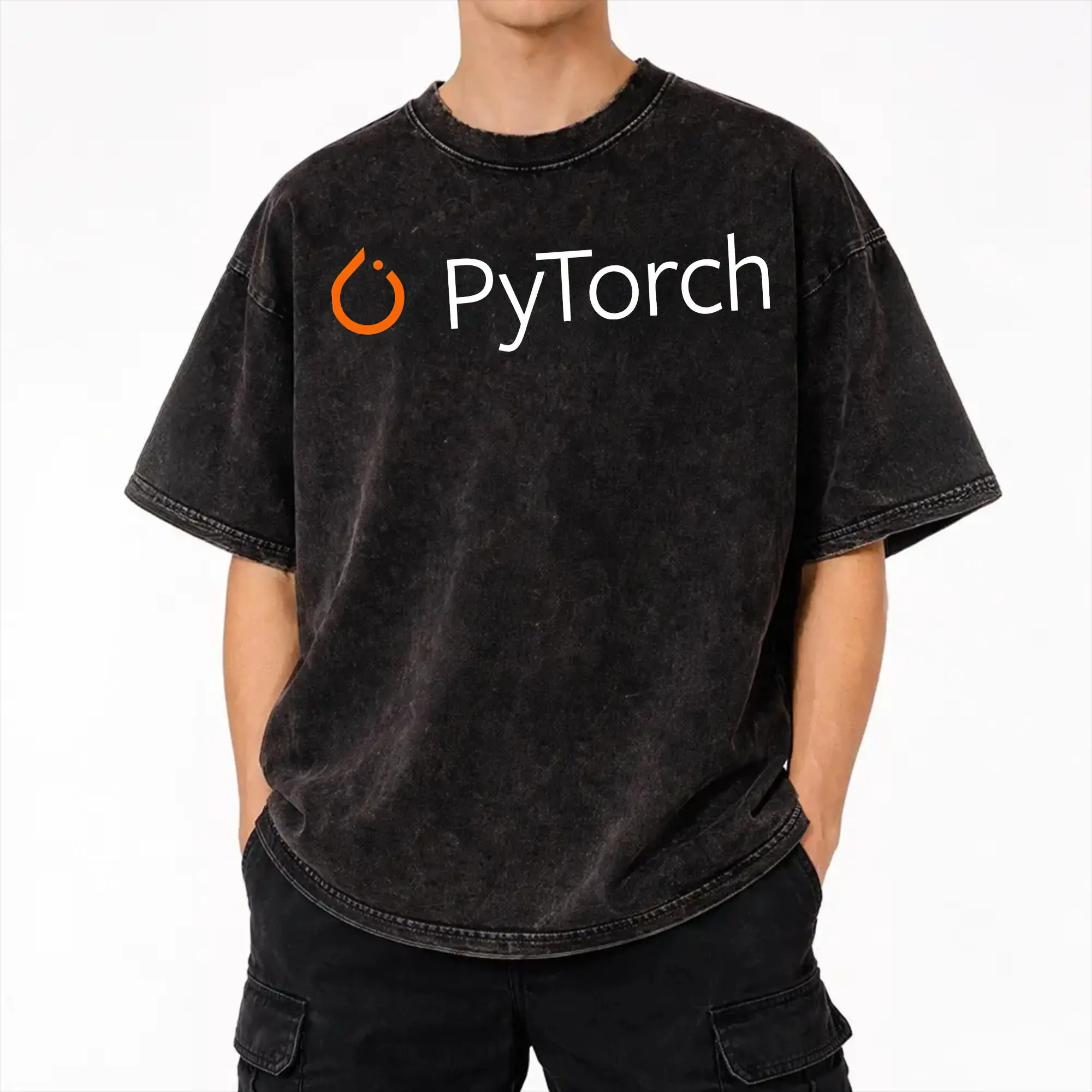 Harajuku Washed Shirt Pytorch Outfit Retro T Shirt Oversize  Streetwear Short Sleeve Summer Tees