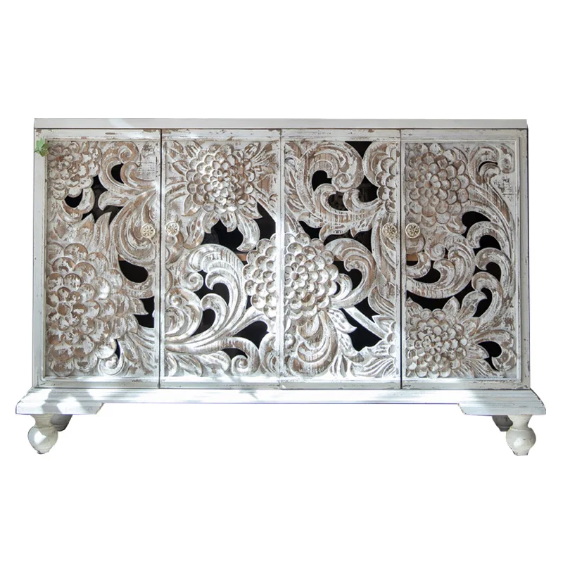 retro style carved lockers, old solid wood dining side cabinets, living room storage cabinets, porch decorative cabinets