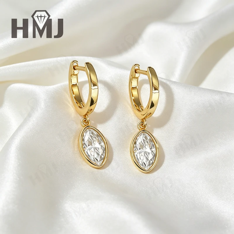 925 Sterling Silber Moissanit-Ohrringe GRA-Zertifiziert 1-2ct Marquise-Schliff D-Farbe Jubiläumsgeschenk Feiner Schmuck für Damen – Detail 12