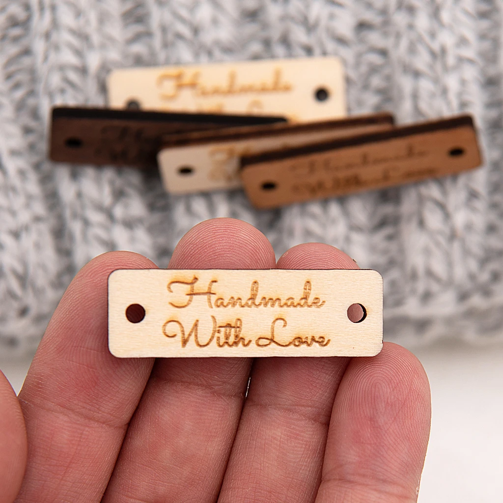 Rectangular Wooden Label, Wooden Buttons, Personalized,Custom Wood Name Tag, Gift Tags, Laser Engraved, DIY Wood Craft