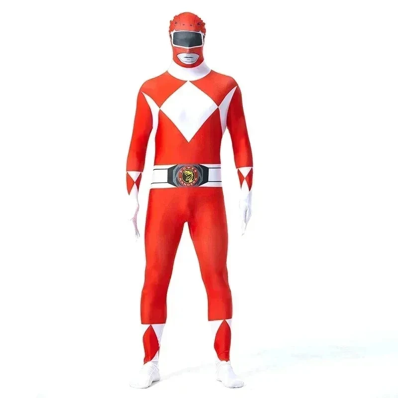 

♥2026 New Halloween Costume Kids adults Kyoryu Sentai Zyuranger Zentai suit Ranger cosplay costumes Red Blue Black P ★★★