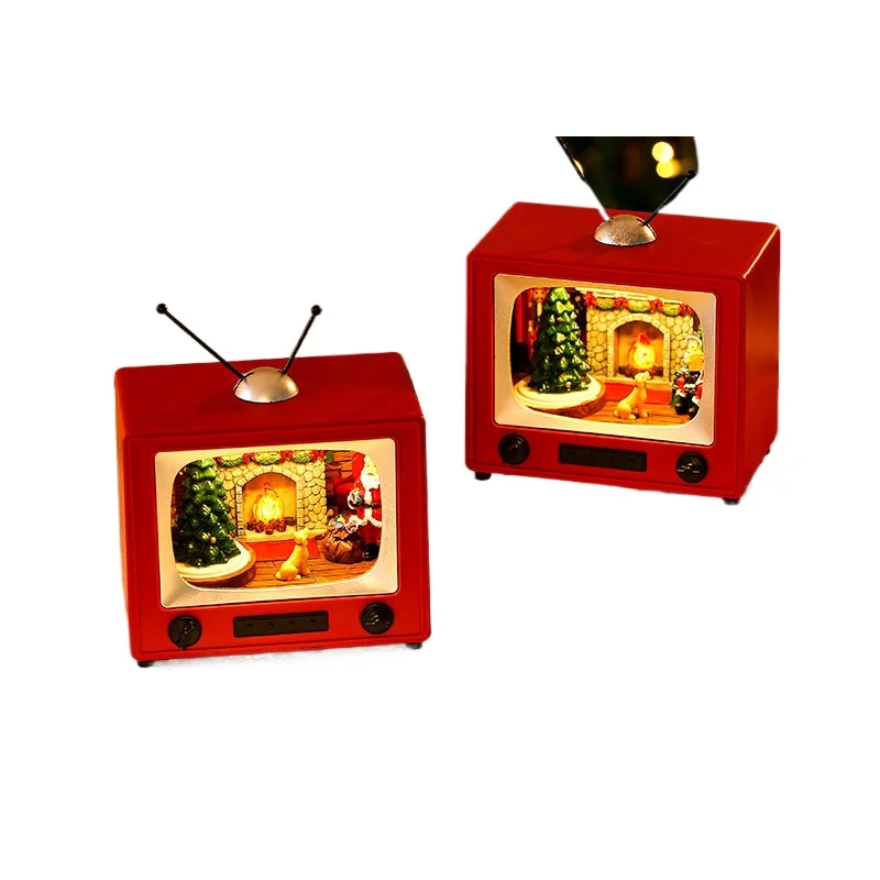 

Christmas Decorations Christmas Display Gift Set Rotating Music Resin TV Desktop Ornament