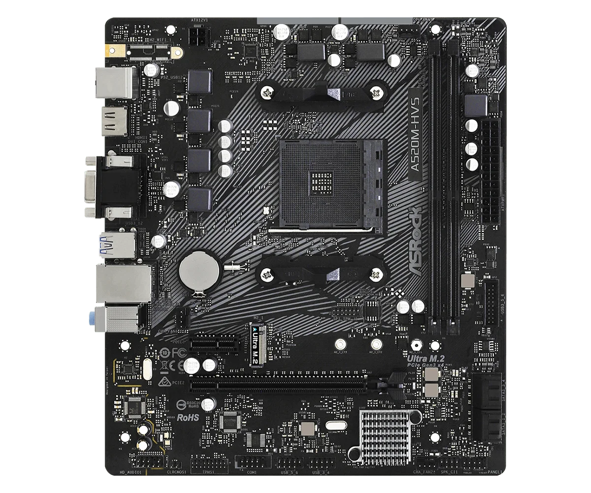 ASROCK A520M-HVS Motherboard AMD A520 Motherboard AM4 DDR4 64GB PCIe 3.0 M.2 support  5600 3400 3600 5500 5700 cpu