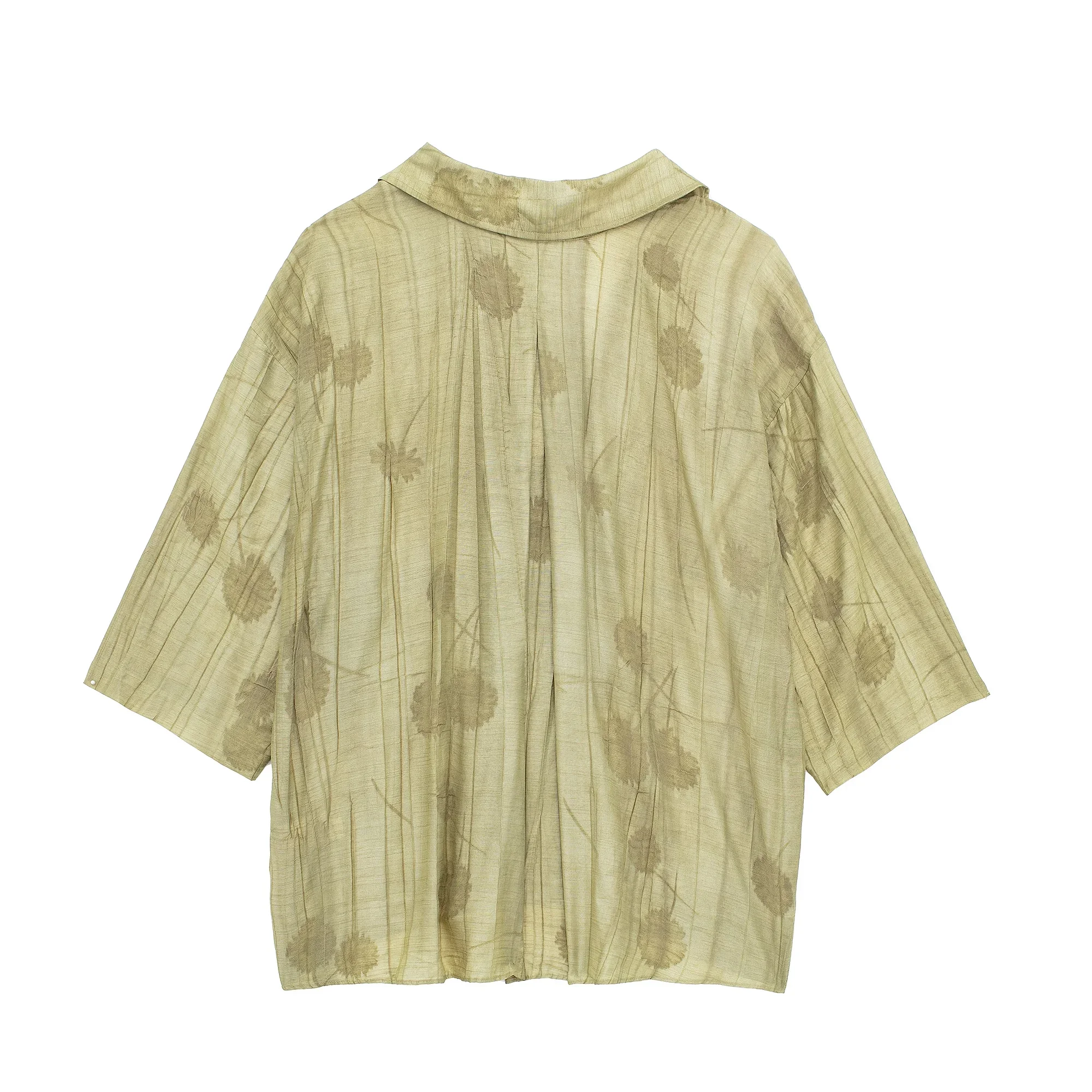 Tangada 2024 Women Summer Jaquard Shirt Short Sleeve Female Blouse Tops 3H0151