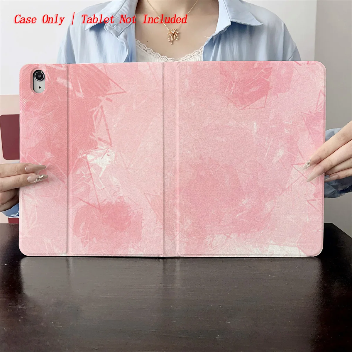 

Sweet Blush Pink & White Design iPad Case for Air 11 M3/13 M3/6 10.9 Anti-Scratch Cover with Pen Slot