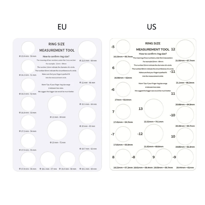 

5pcs Ring Measuring Cardboard Finger Size Screening Tool Diameter Circumference Card Table European American Ring Size Dropsale