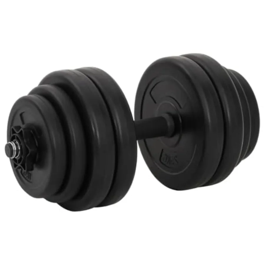 vidaXL Juego de mancuernas con barras de metal: peso variable de hasta 33,1 lb cada una para uso en gimnasio en casa Manijas antideslizantes y Robus