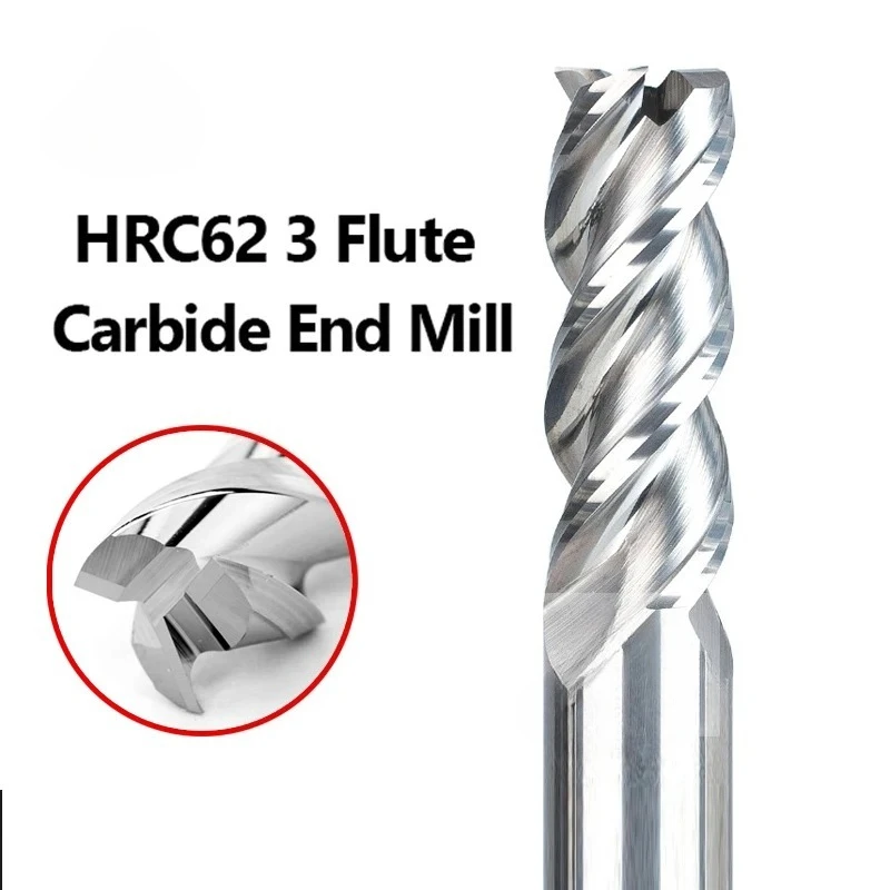 RC62 HRC55 3날 초경 밀링 커터 텅스텐 엔드밀 CNC 공구 1 2 3 4 5 6 8 20mm 알루미늄 아크릴 목재 구리 플라스틱용