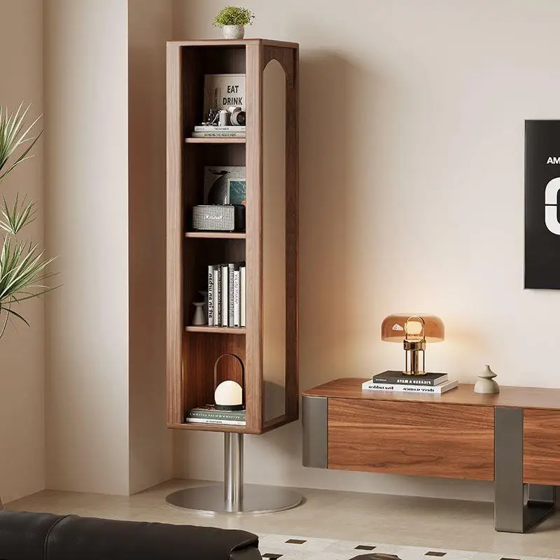 Household floor-to-ceiling entrance full-length mirror rotatable bookshelf storage integrated small apartment storage bookcase