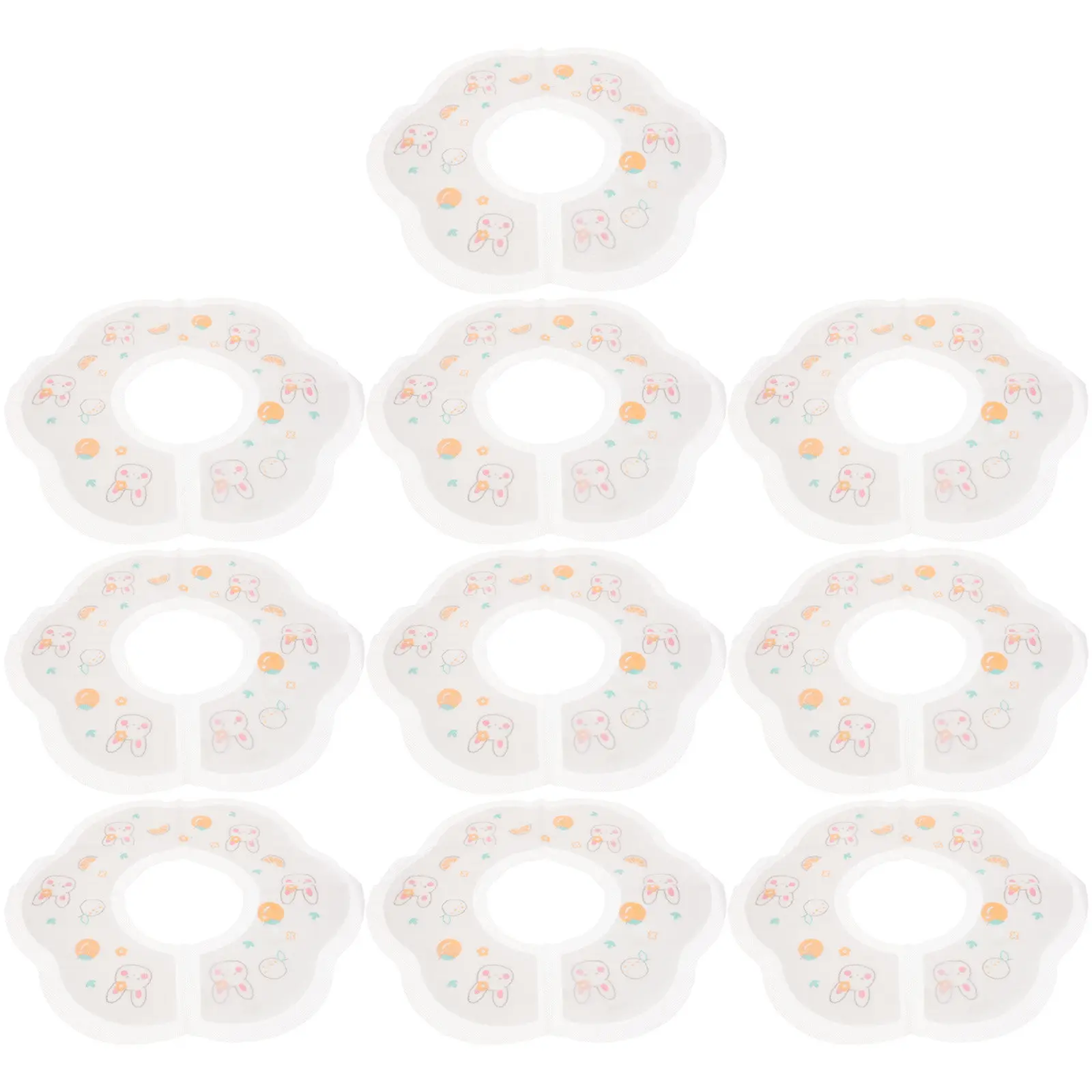 

10Pcs Disposable Baby Bibs Orange Rabbit Printed Petal Neck Design Mess Free Lightweight Toddler Feeding Bibs Infant Drooling