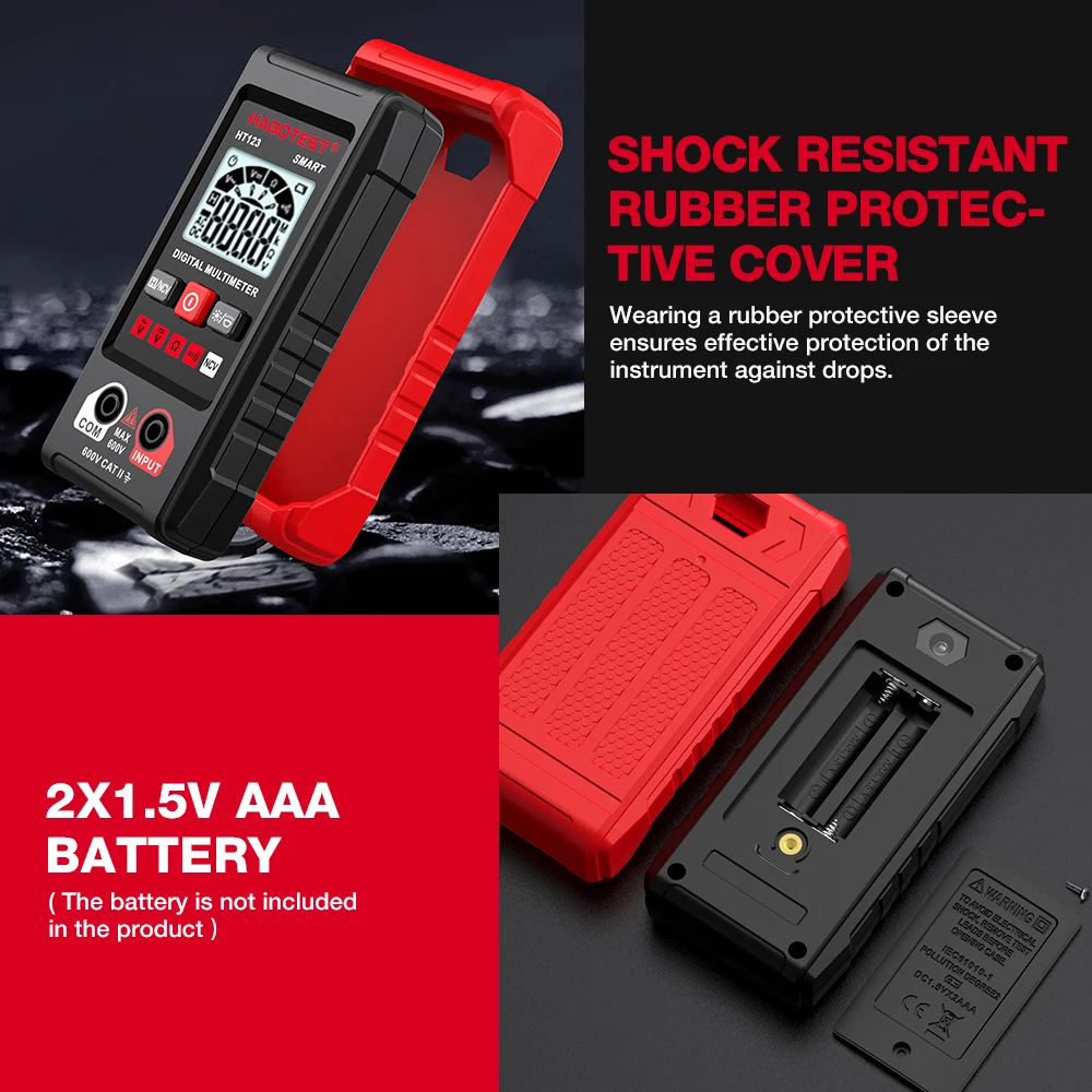 HABOTEST HT123 Digital Multimeter AC/DC Voltage Resistance Continuity Measurement Tester NCV Multimeter Voltmeter