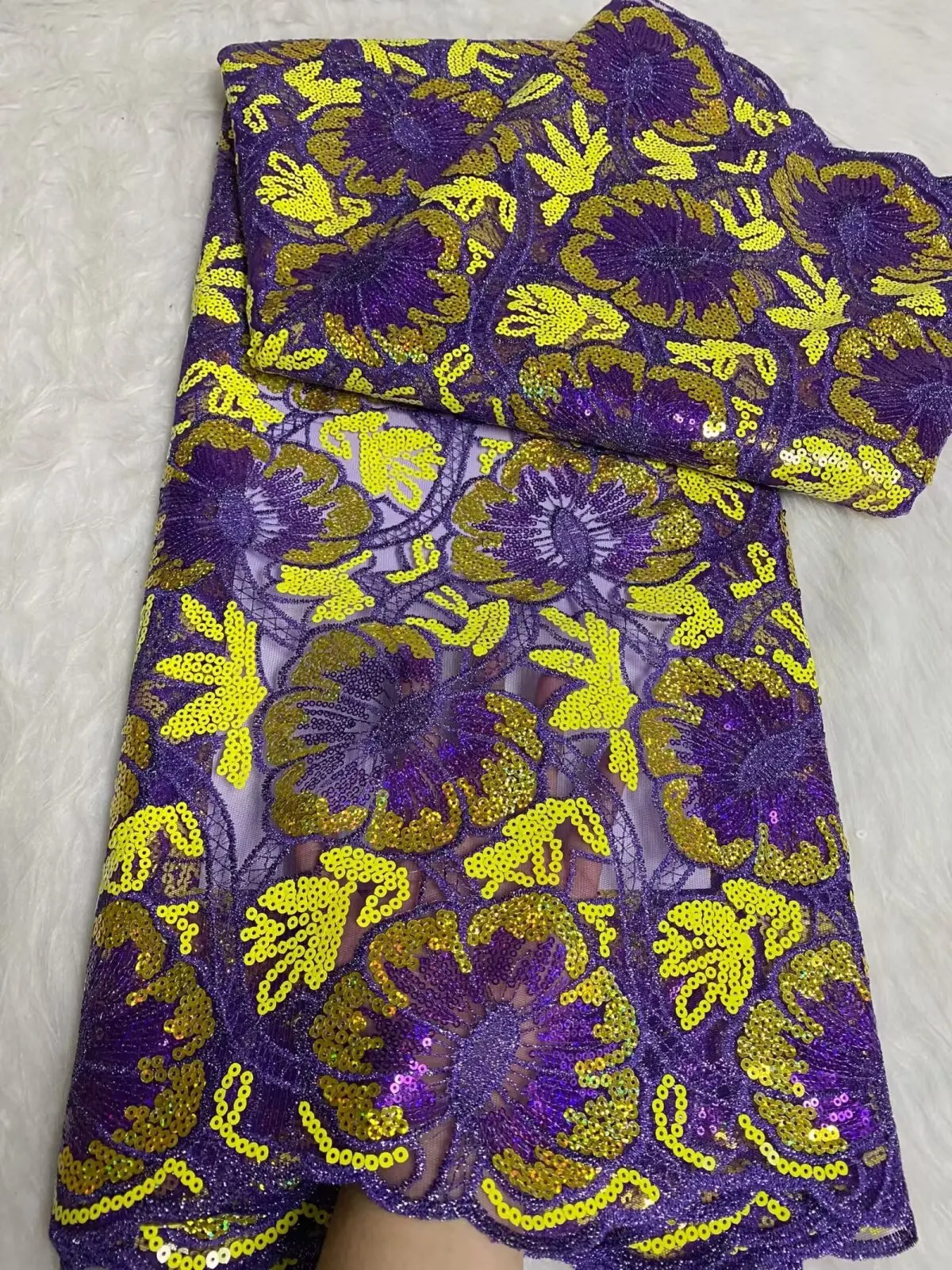 أحدث نسيج الدانتيل الشبكي الأفريقي جودة عالية Sqeuins 5 ياردة التطريز النيجيري الفرنسي تول أقمشة الدانتيل لحفل الزفاف-FY