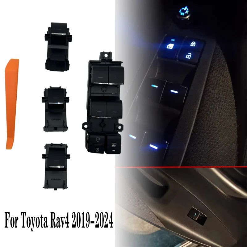 

Lighted LED Power Single Window Switch For Toyota Yaris Cross Sienna Rav4 Chr Corolla 2023-2024 Backlight Upgrade 1-4pcs