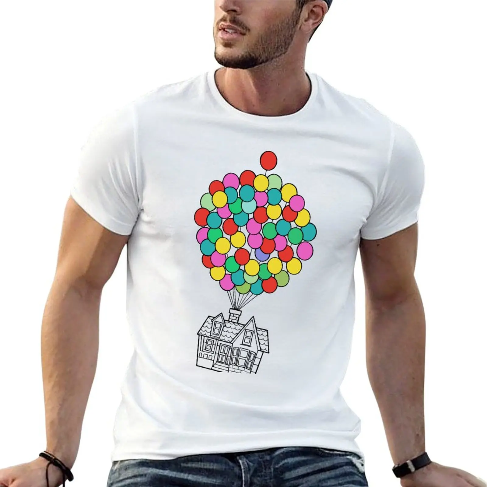 Camiseta Up, Carl Fredricksen Russell Dug Kevin House Balloons, camiseta para hombre, camisetas gráficas, camiseta de algodón de diseñador, camiseta para hombre
