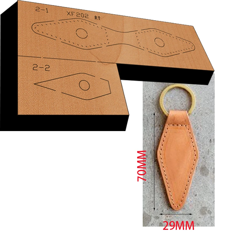 New Japan Steel Blade Wooden Die Key chain key pendant key plate Wallet Leather Craft Punch Hand Tool Cut Knife Mould XF202