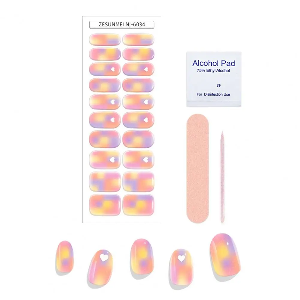 

Peel Stick Nail Wraps Long Lasting Gel Nail Strips with Self-adhesive Sticker Easy Apply Remove Waterproof Decorative for Uv