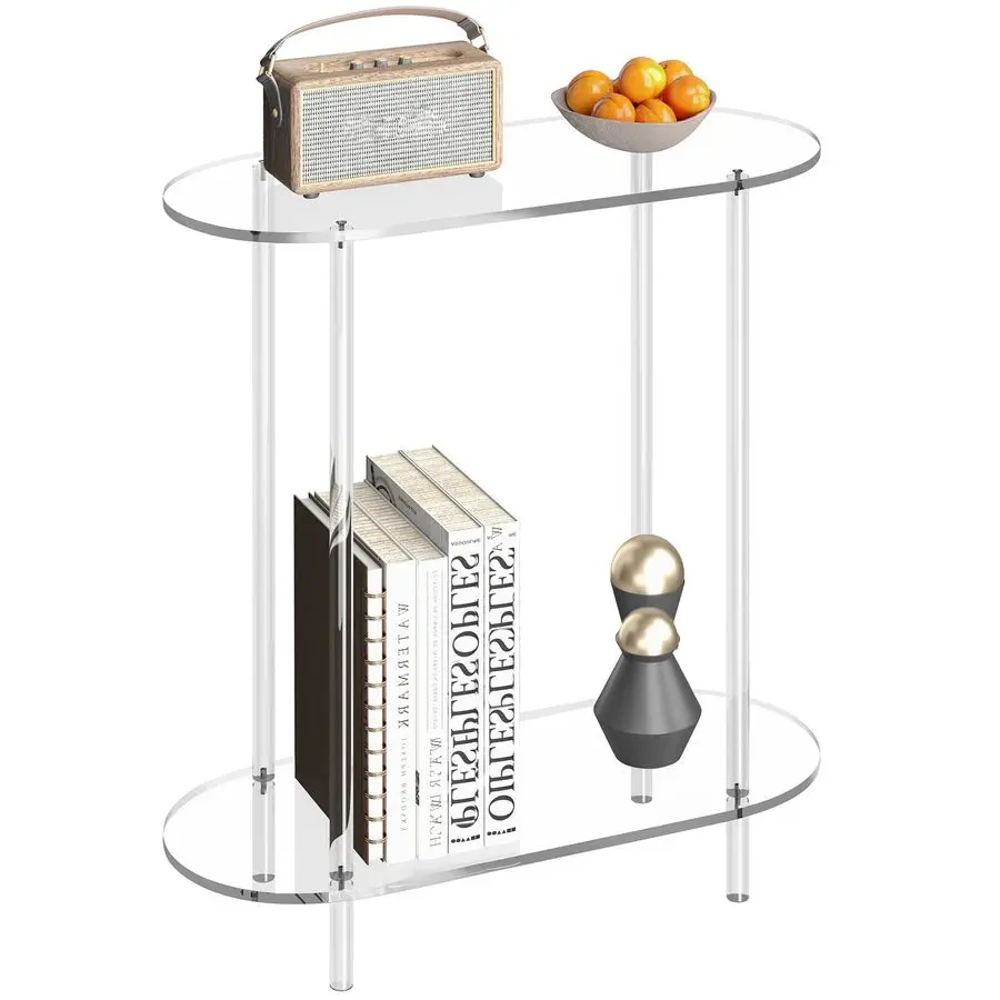 

Консольный столик, 2-уровневый диван-стол с овальной рамой, 29,53 Маленький современный стол в прихожей для гостиной, прихожей, офиса, фойе, Easy Asse