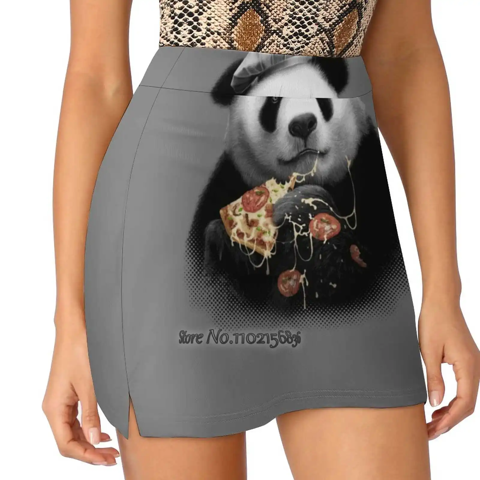 Panda Loves Pizza Women Sports Lining Skirt Tennis Dance Fitness Short Printed Skirts Panda Pizza Adam Lawless Funny Ladies